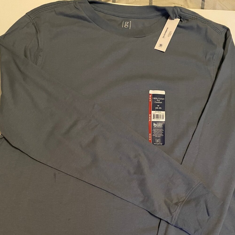 George Light Blue Long Sleeve Tee Classic Crew Neck